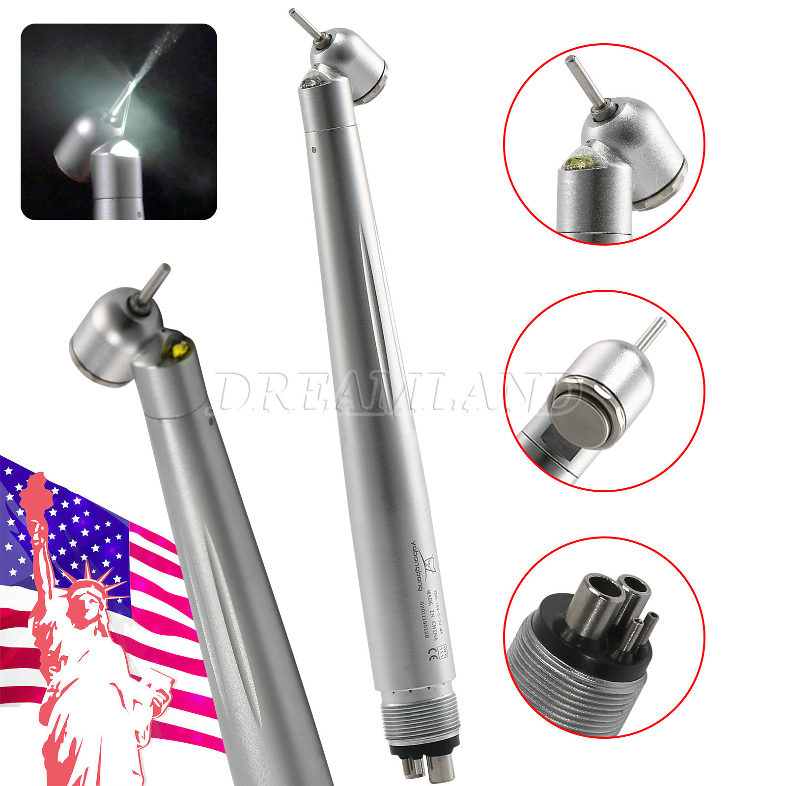 Dental 45 Degree Surgical High Speed Handpiece Led E-generator Push Button 4Hole