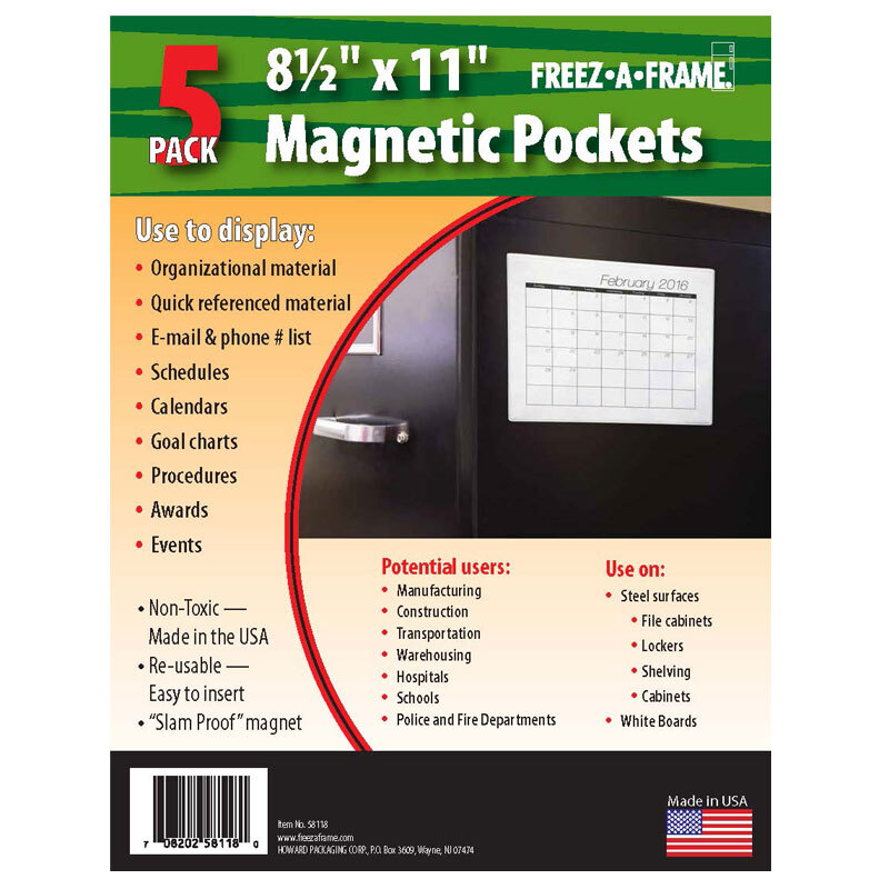 Pack of 10 Freez A Frame Clear Magnetic Pockets (8.5 x 11) + Stickers