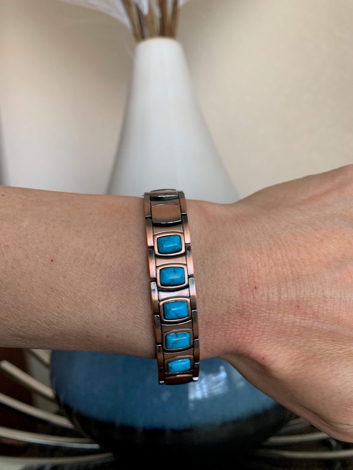 Turquoise Copper Magnetic Bracelet Men Balance Power Energy Joy Arthritis Pain X