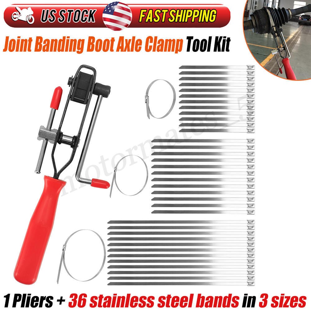 For Auto / ATV CV Joint Banding Boot Axle Clamp Pliers w/ 36 Crimp Bands Replace