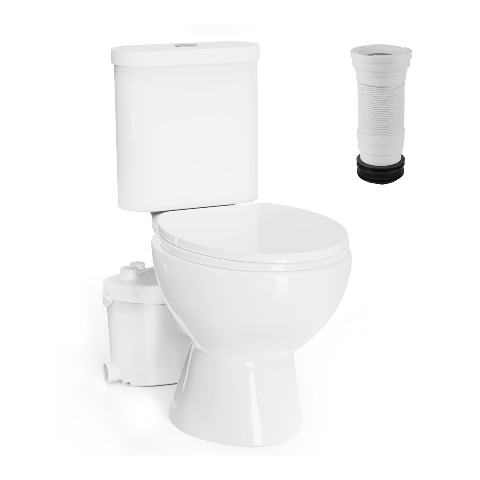 750W Macerating Toilet System Upflush Toilet with Pump 4 Inlets for Basement