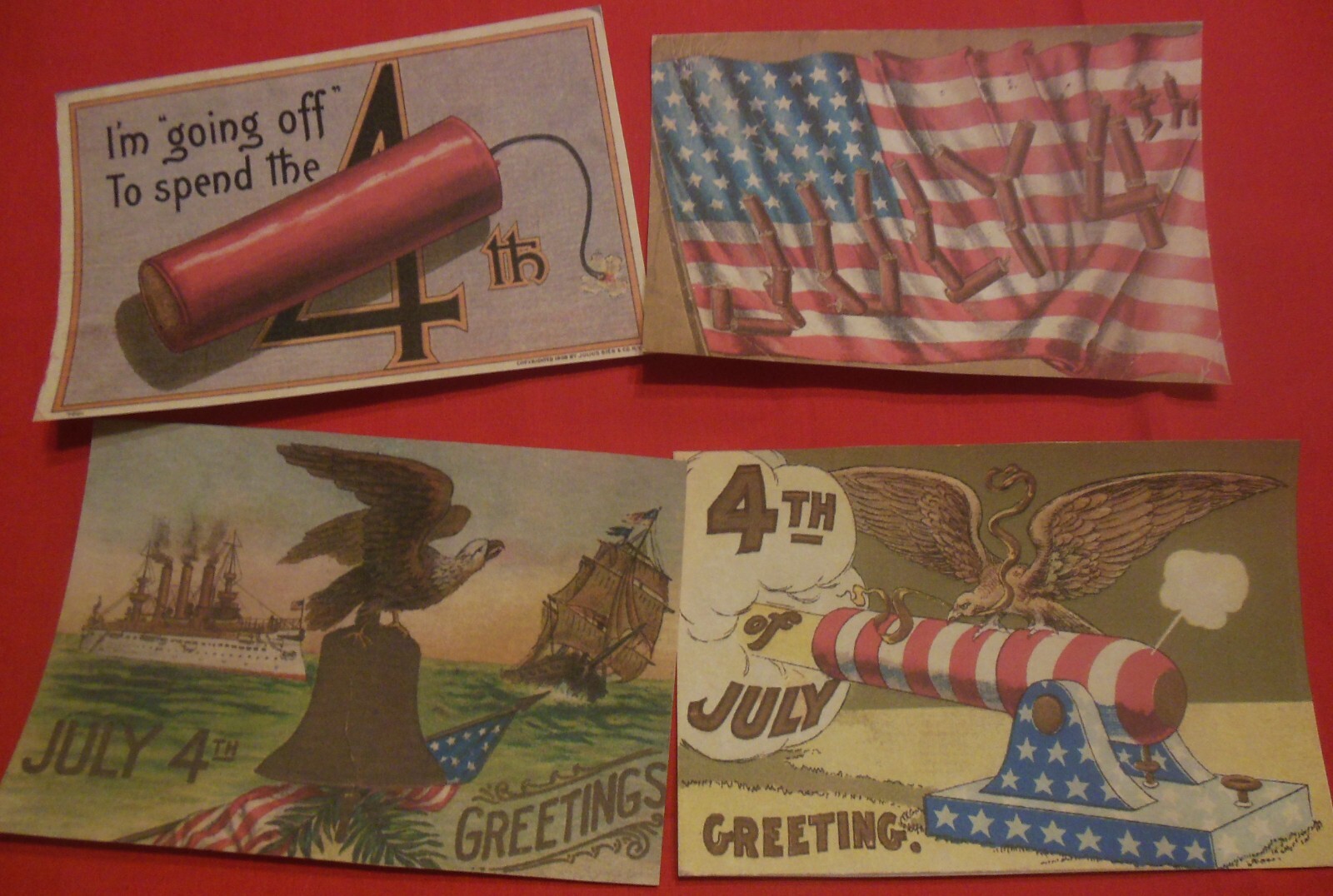 Set of 16 LARGE 4th of July vintage patriotic Set # 2 old postcard images