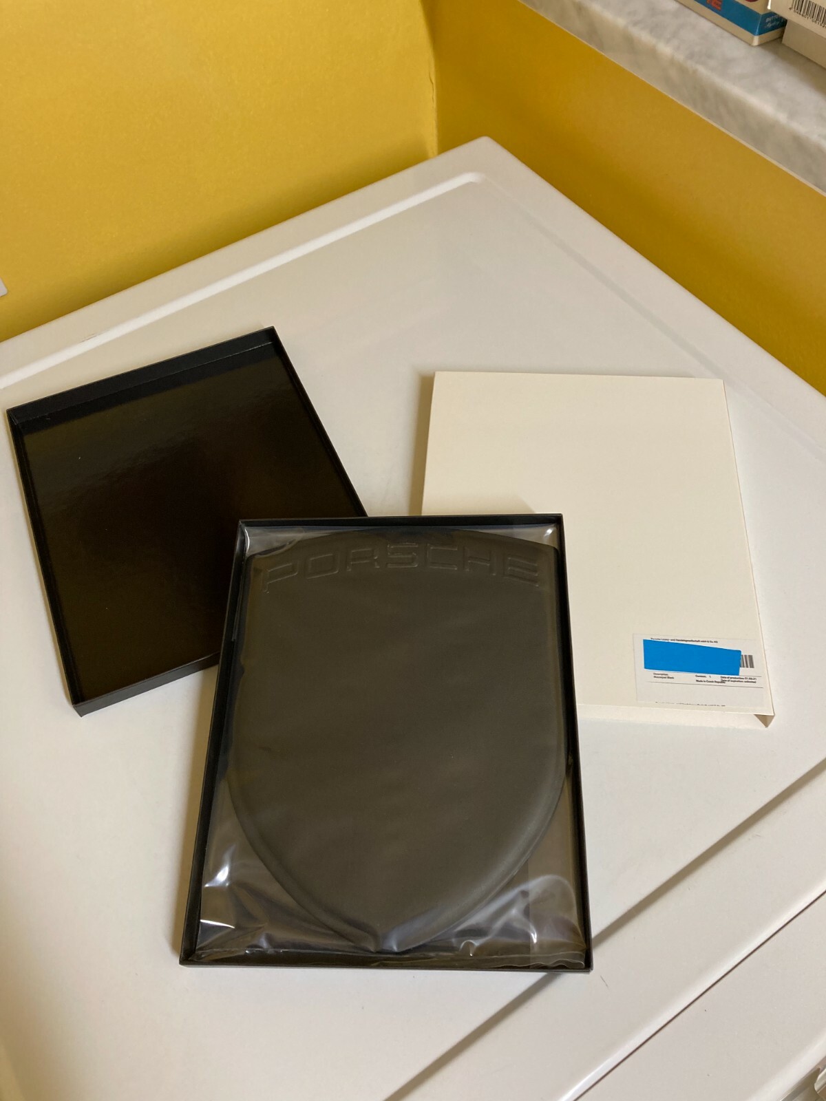 PORSCHE DESIGN SECOND GENERATION EMBOSSED BLACK LEATHER MOUSE PAD. NIB. SWEET!!