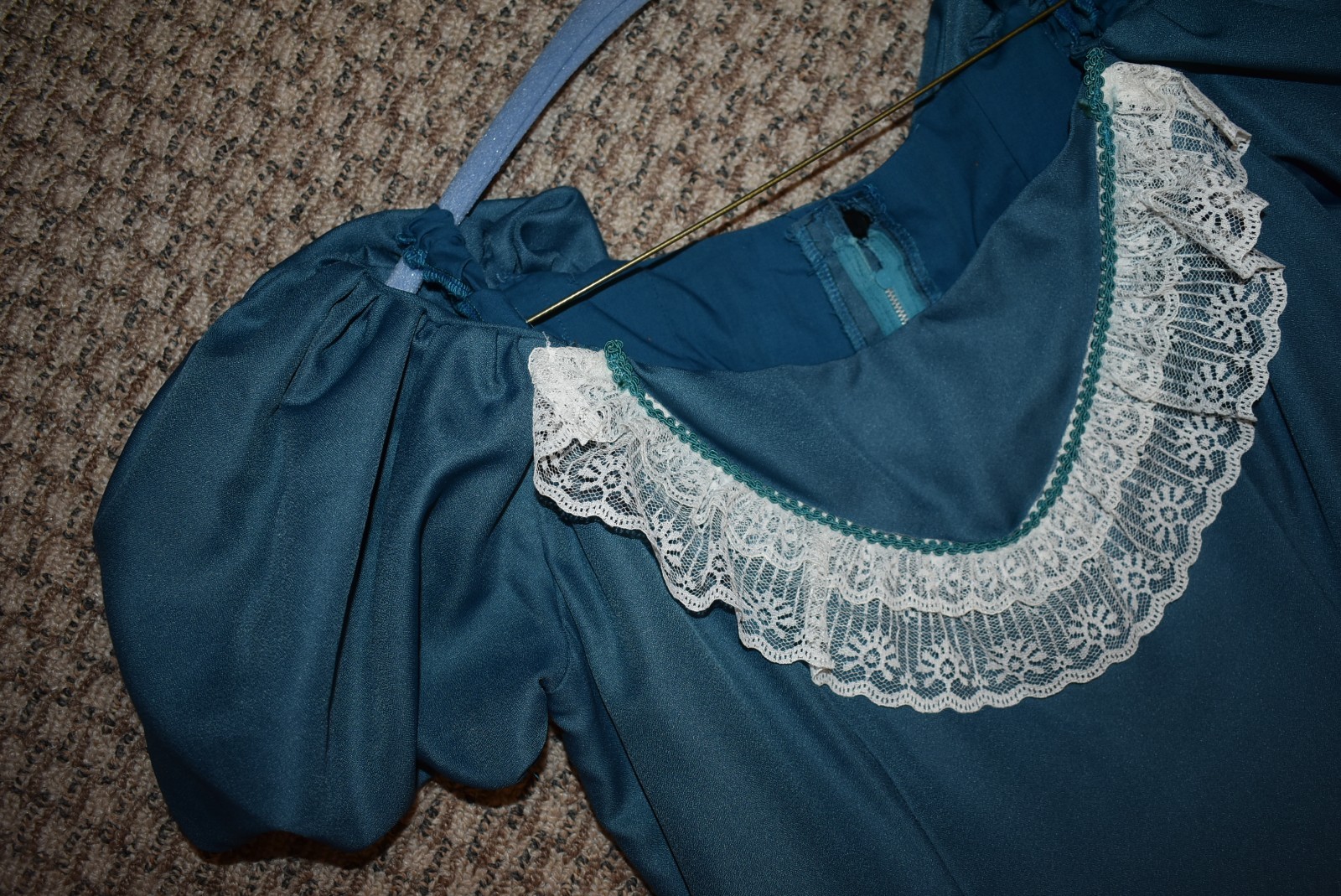 Victorian Civil War 19th Century Dress Peacock Blue Ball Gown - M/L