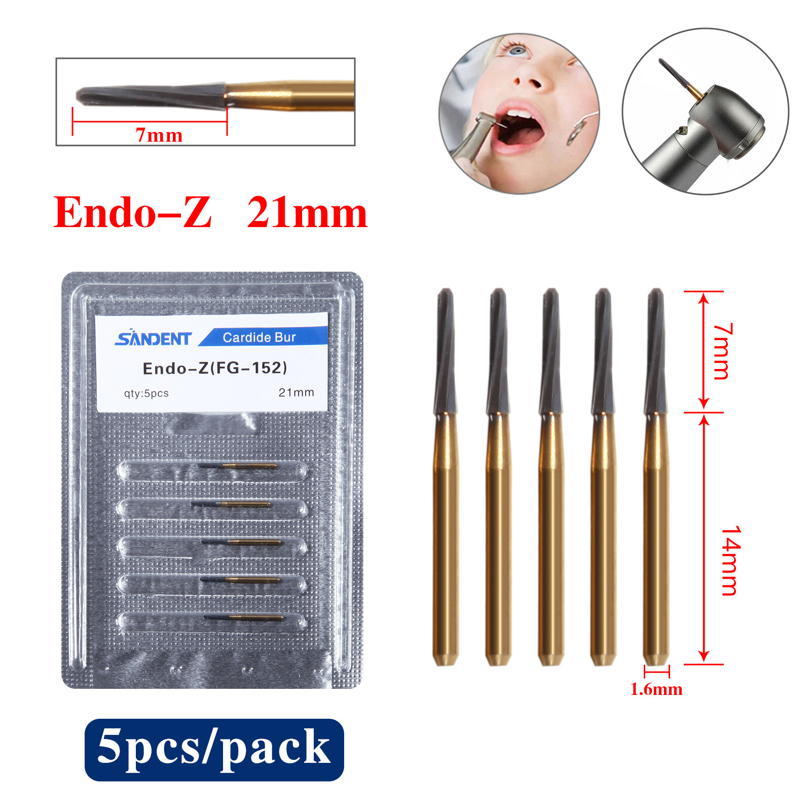 5-100 pcs Dental Carbide Bur Endo-Z Tungsten Steel Drills FG 21mm/23mm/25mm/28mm