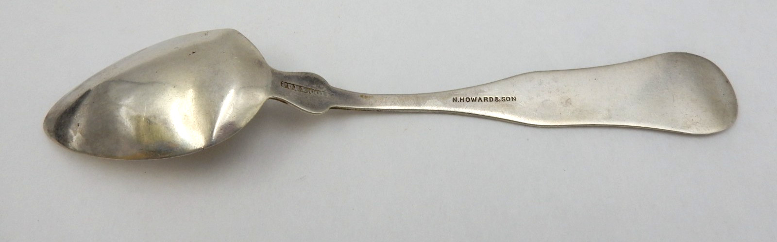 ANTIQUE N. HOWARD & SON MONOGRAMMED "AMR" PURE COIN SILVER SPOON, 13 GRAMS