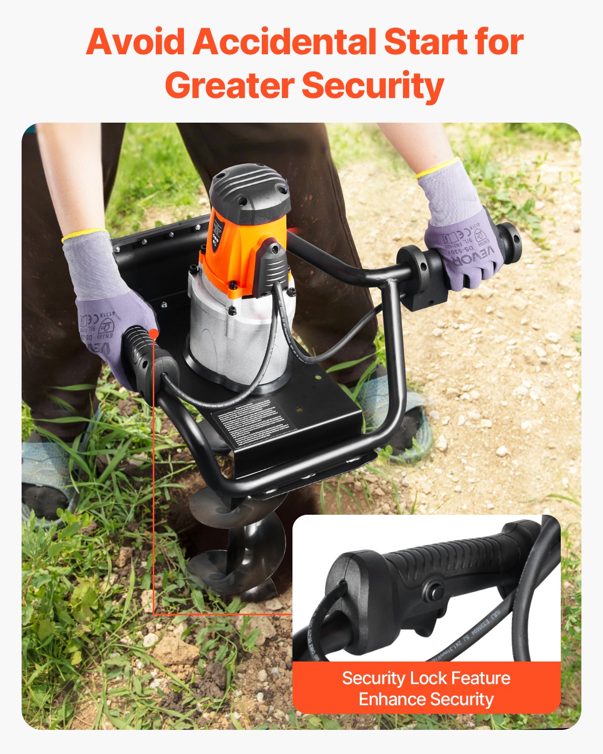 VEVOR 1500W Electric Post Hole Digger 5.71" Earth Auger Bit with Extension Bar