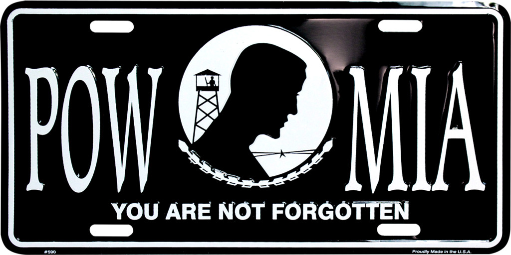 POW MIA License Plate Patriotic USA Veteran Aluminum Embossed Sign Car Tag Auto