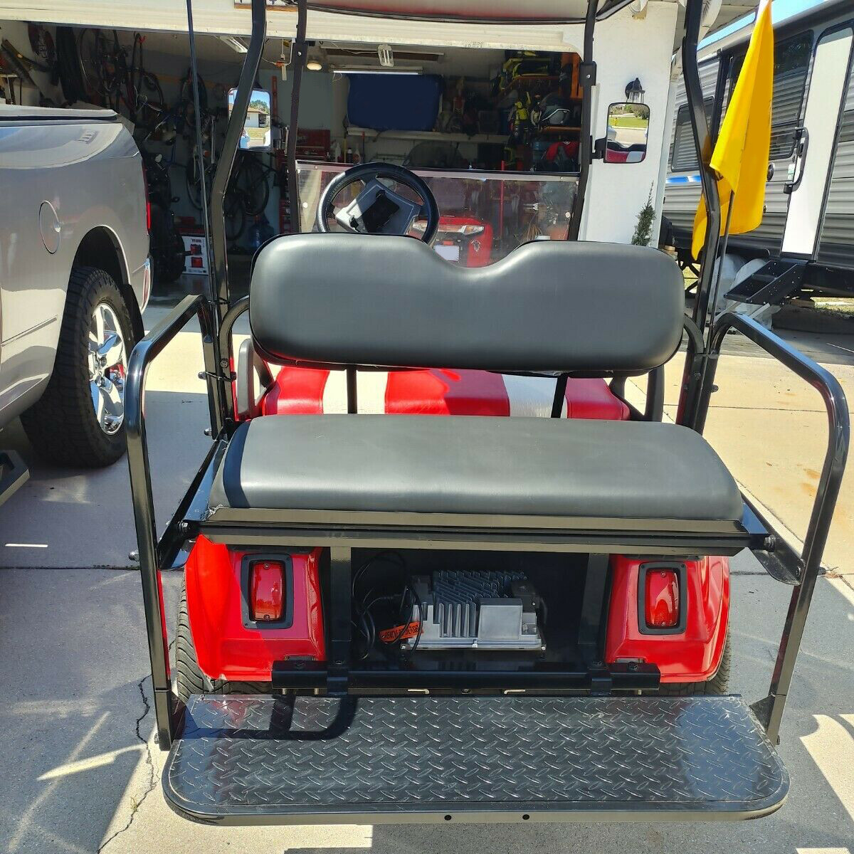 Fit Club Car DS Golf Cart Flip Folding Rear Back Seat Kit - Black