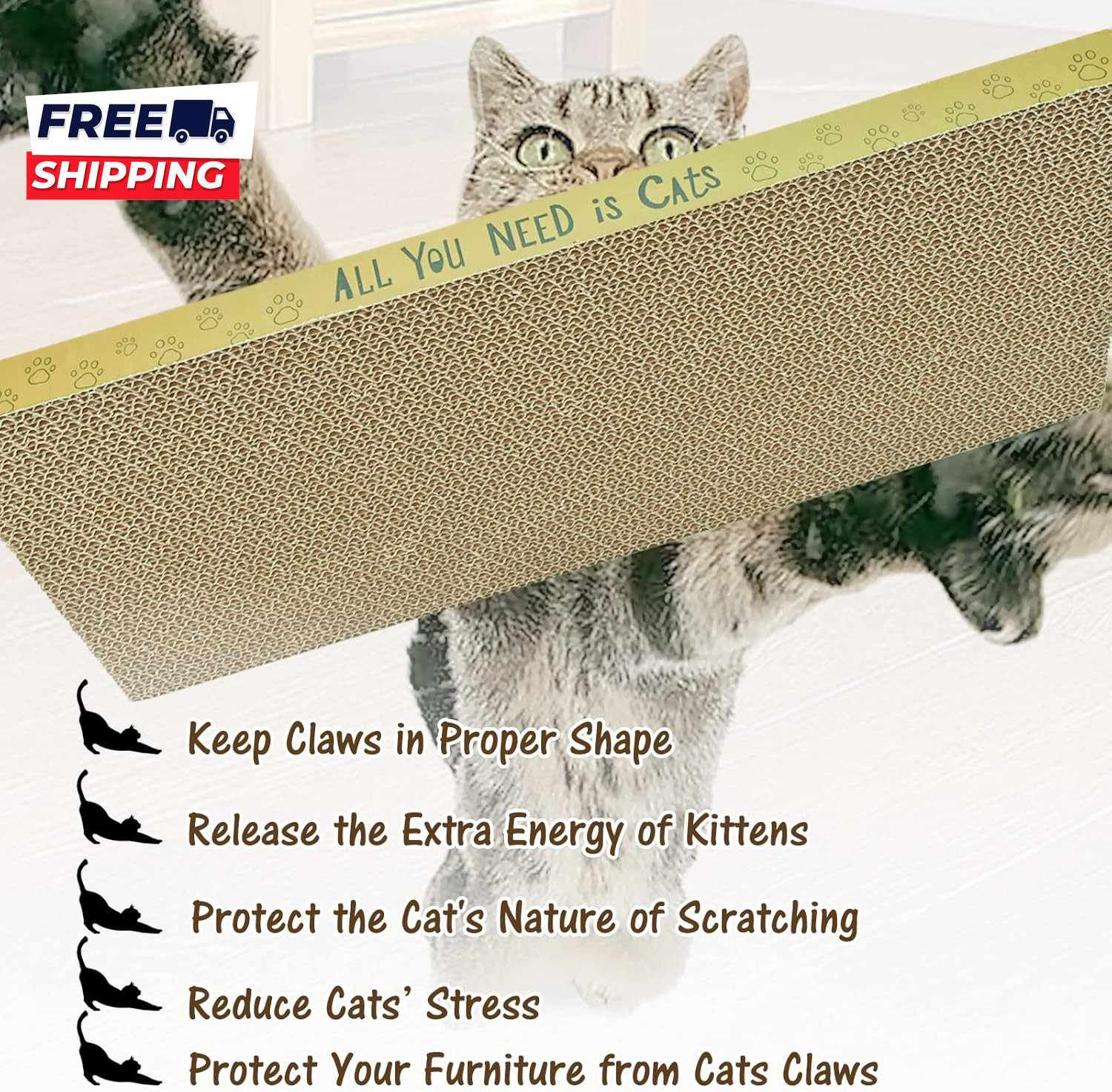 3 Pack Cardboard Cat Scratcher Pads Cat Scratching Board for Indoor