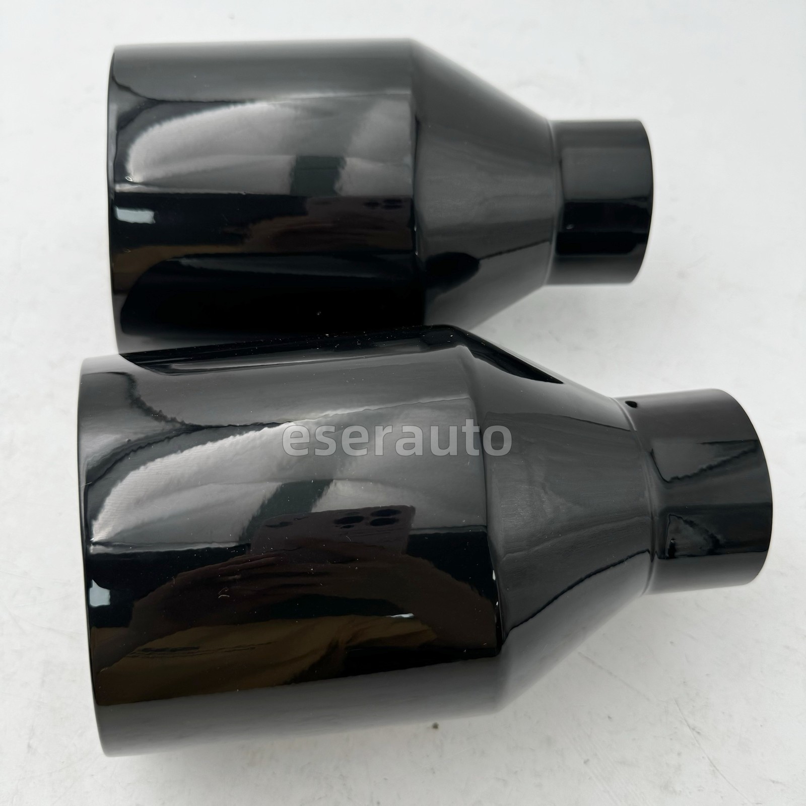 Pair Dodge RT SRT RAM 5″ Big Black Exhaust Tip 2.5″ Inlet Angle Cut Double Wall