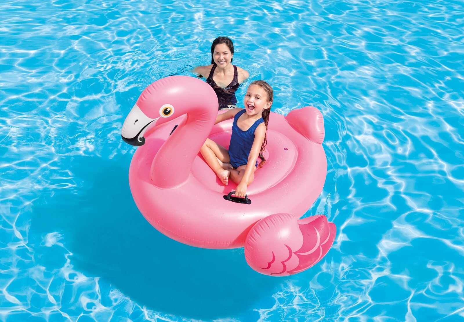 Inflatable Flamingo Ride-On Pool Float, 58" x 58" x 32"