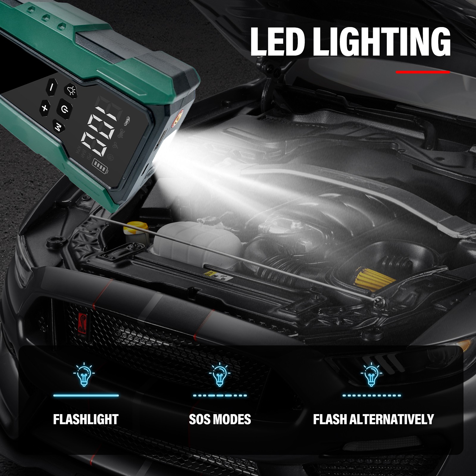 10000A Car Jump Starter with Air Compressor 12V & 150PSI Battery Phone Bank