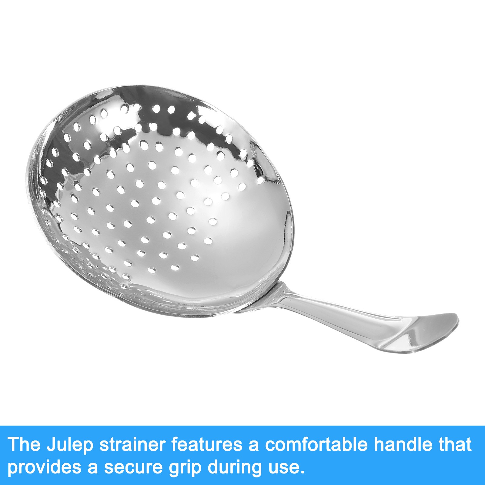 Julep Strainer, 1pcs - Stainless Steel Cocktail Strainer Spoon (Silver, 155mm)