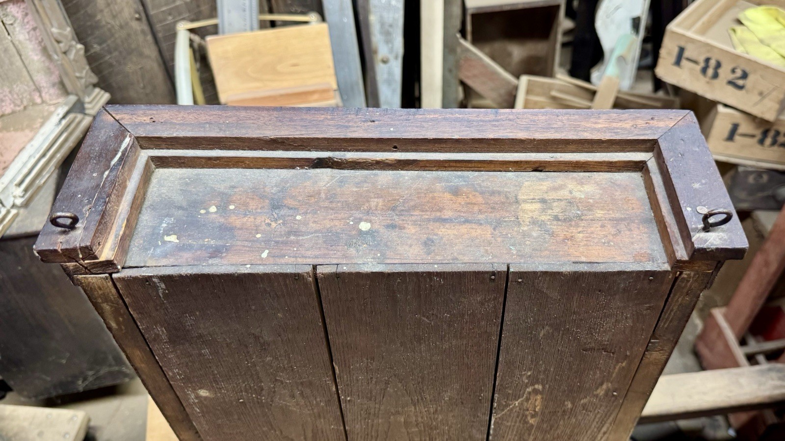 Antique Victorian Medicine Cabinet w/ Inlay Wood Wall Cabinet Original Mirror