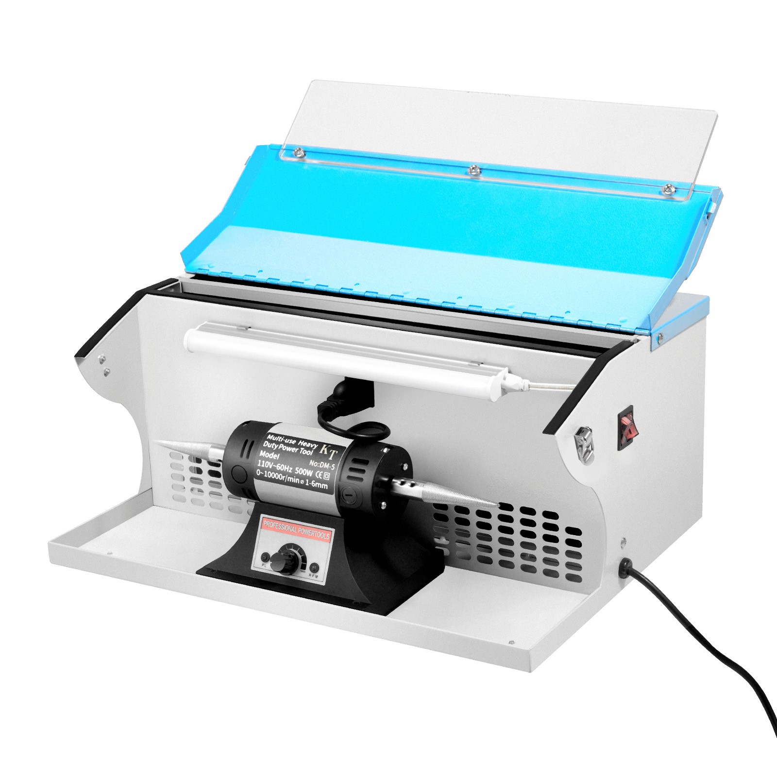 Benchtop Polishing Buffing Machine Jewelry Polisher Dust Collector W/ Light 200W