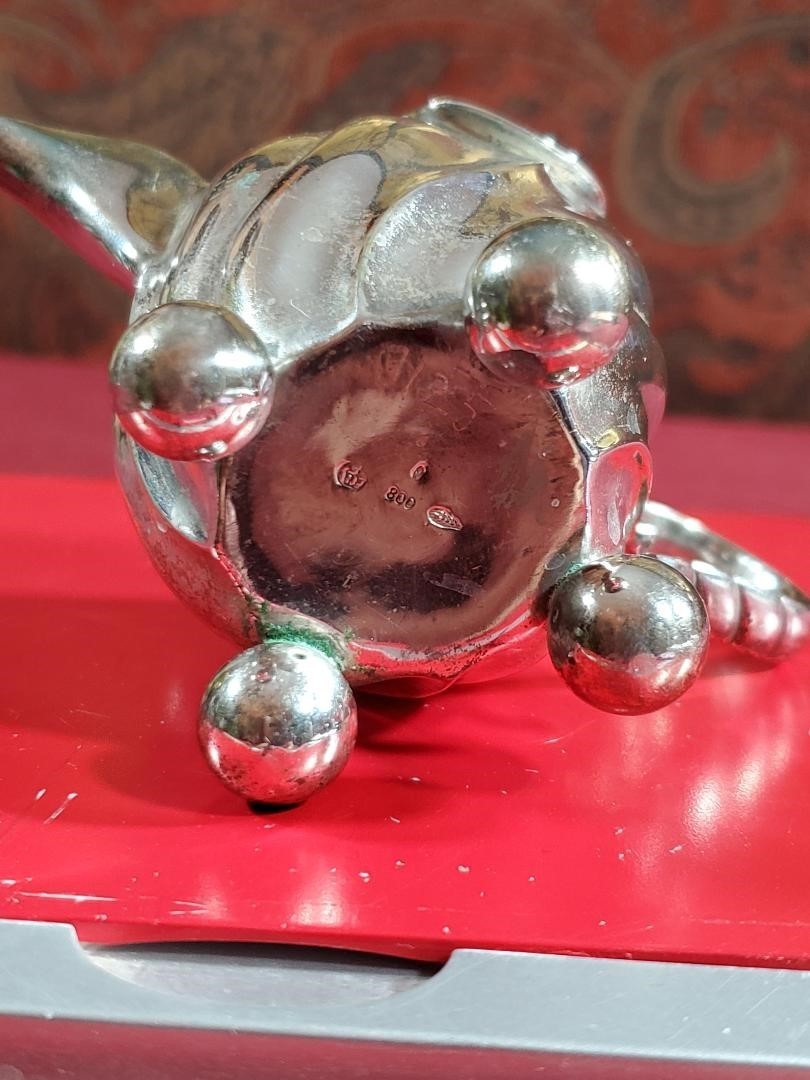 Antq German 800 Silver Pitcher Creamer Swirl Twist Design (unweighted) 90 grams