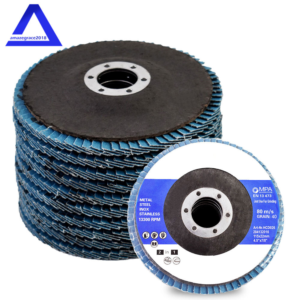 100Pack 4-1/2"×7/8'' 40 Grit T29 Premium Zirconia Flap Disc Sanding Grinding