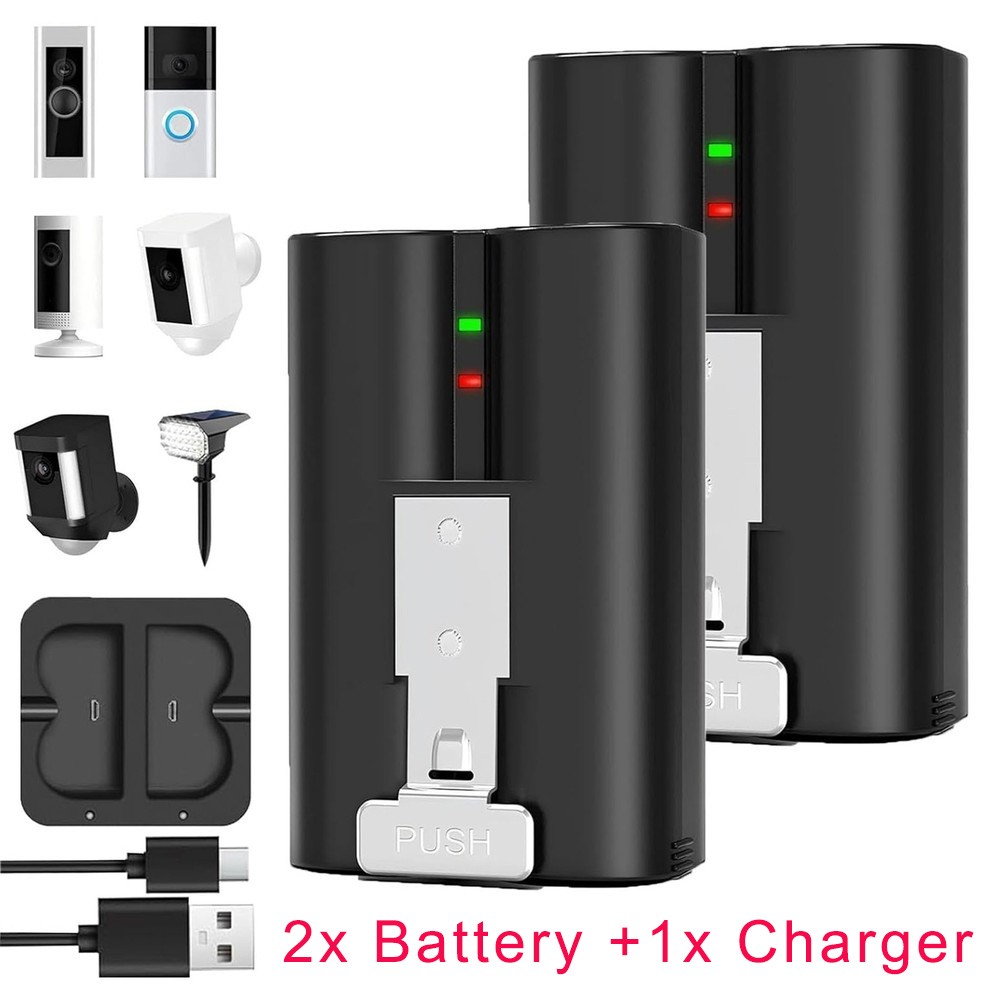 Replacement Ring Batteries 6040mAh Compatible with Ring-Doorbell 2/3/3 Plus/4