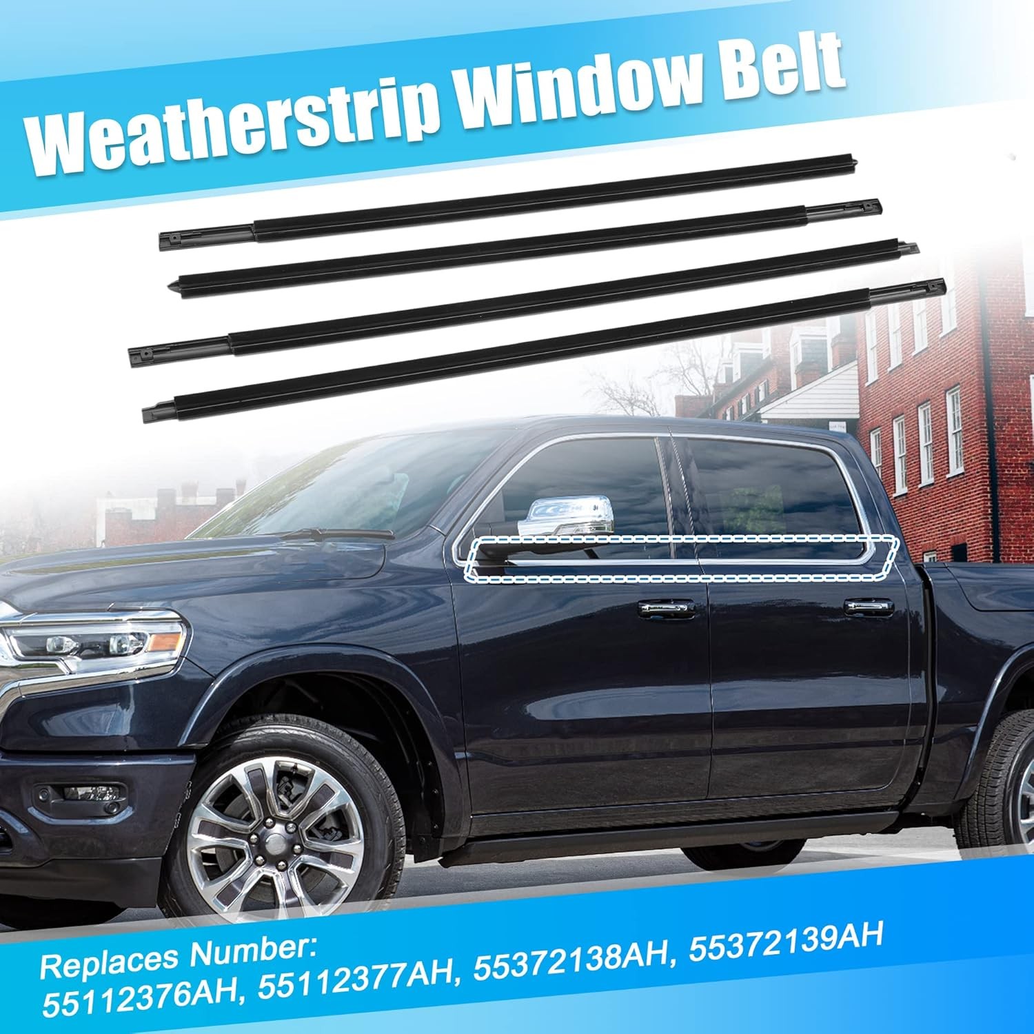 4pcs Weatherstrip Window Trim Seal Belt Car Outside Window Seal Belt for 1500