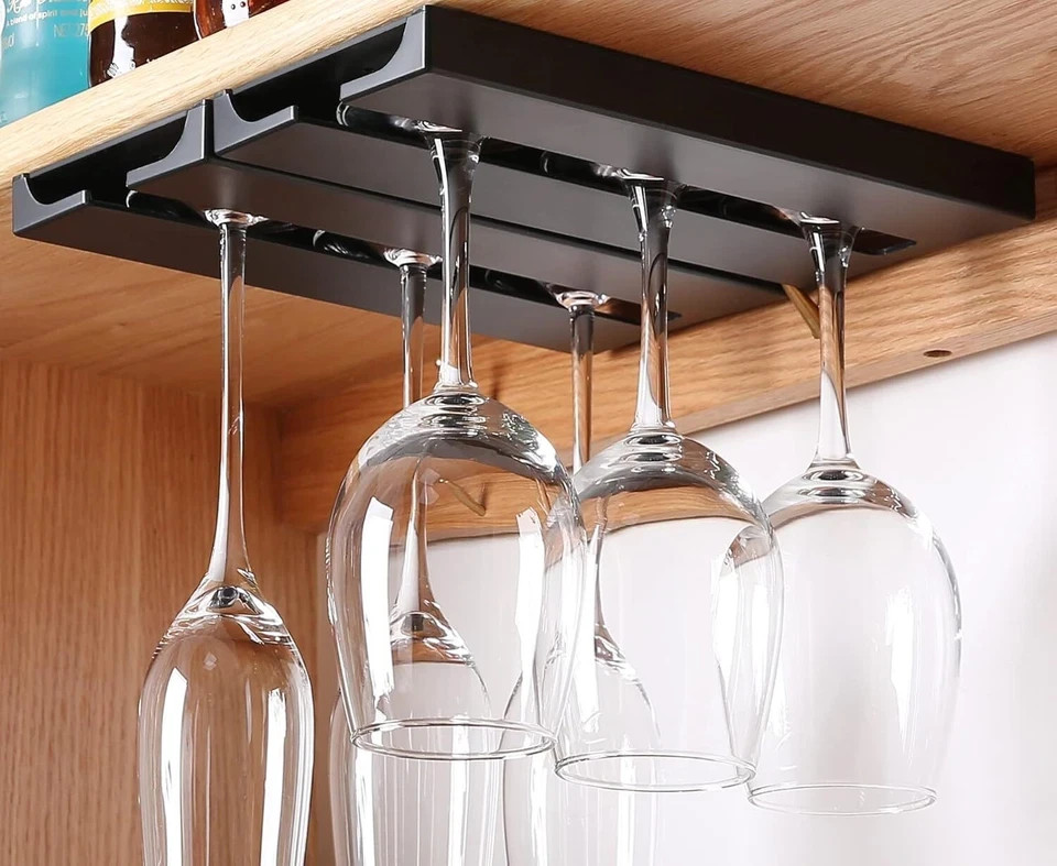 2Pack Wine Glass Holder under Shelf or Cabinet Punch Wine Glass Rack Plastic NEW