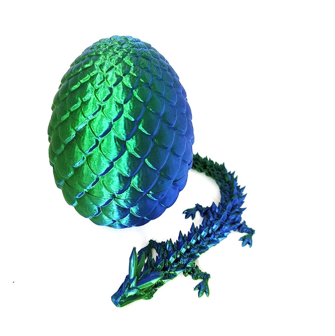 3D Printed Dragon Egg Crystal Dragon Statue, Rotatable Joint Dinosaur Egg