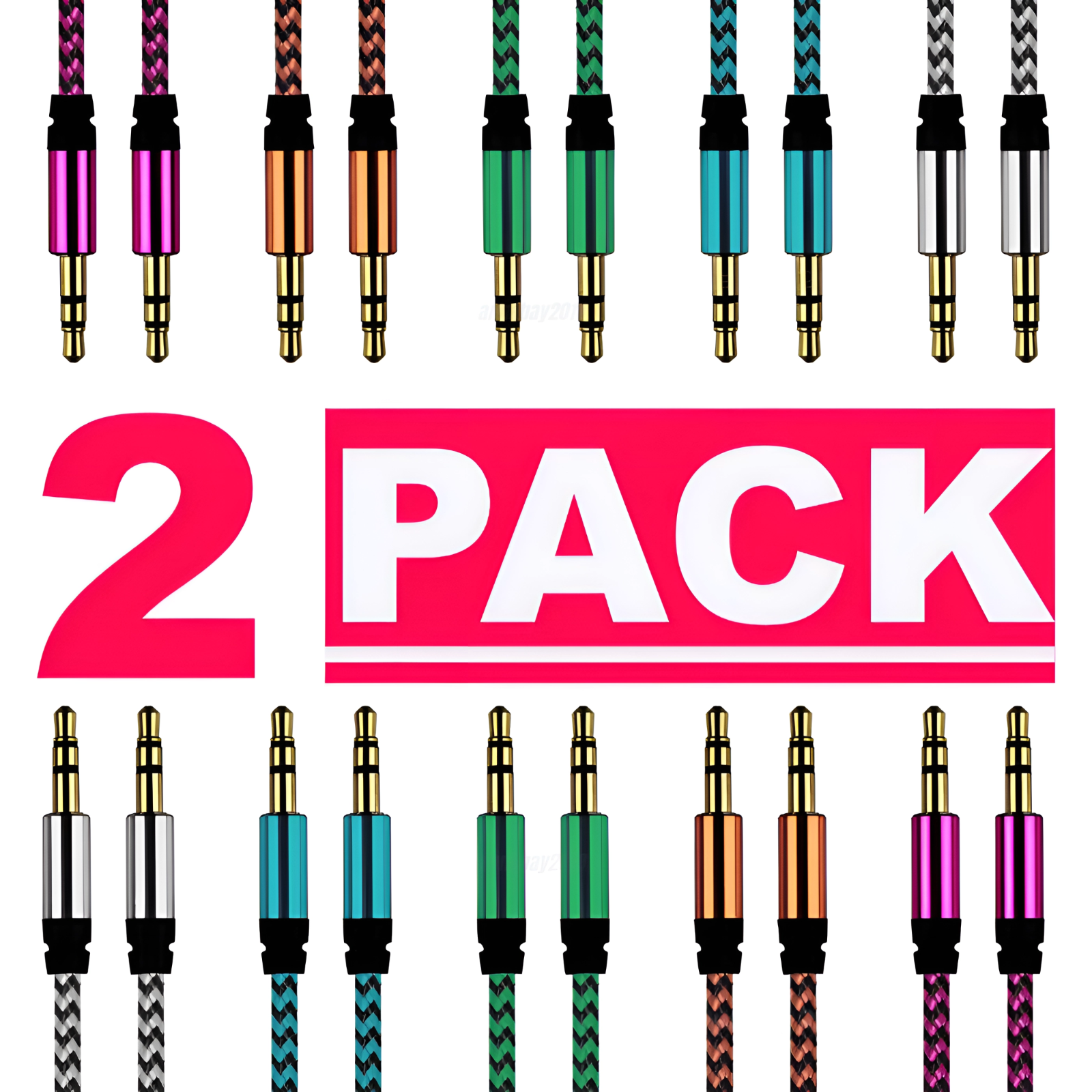 2PCS AUX Cable 3.5mm Jack Male to Male Stereo Audio Cord for PC iPod Car iPhone