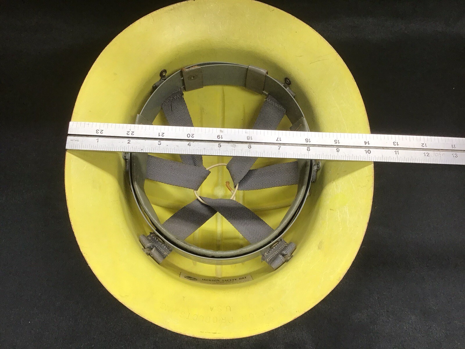 Vintage Jackson Hard Hat SH-1 Fiberglass Full Brim Safety Yellow 1950’s Cool 😎