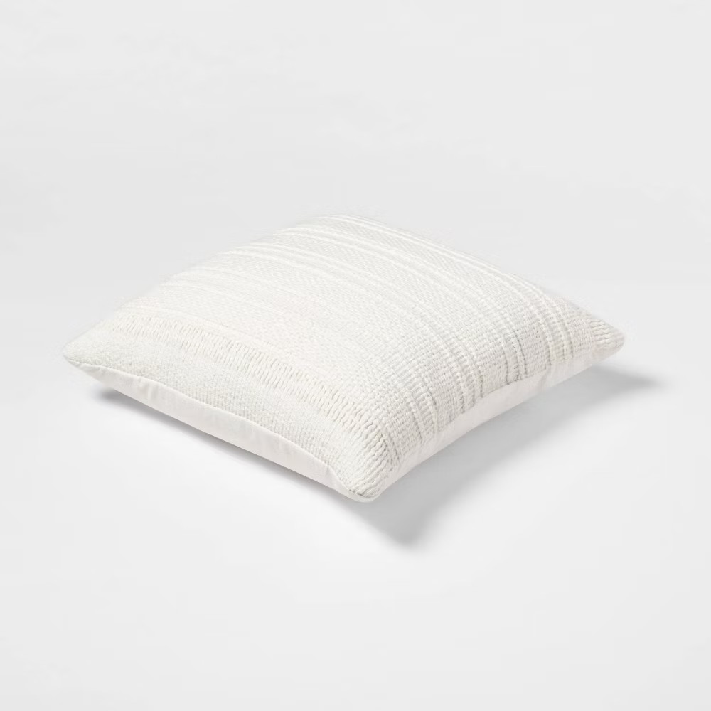 Oversized Textural Woven Square Throw Pillow Cream - Threshold