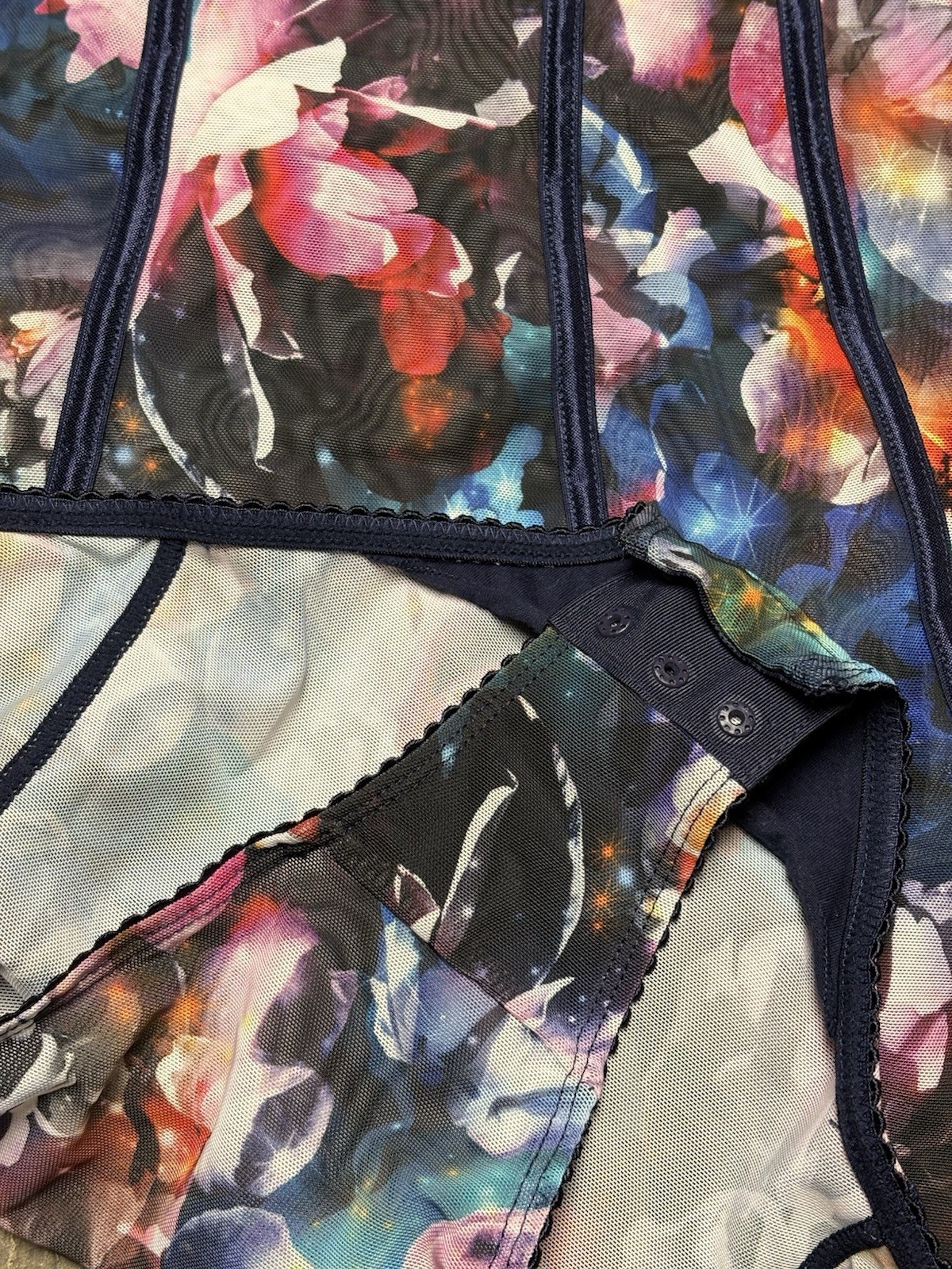 Torrid Curve Bodysuit Floral Print Sheer Mesh Corset Style Lingerie Sz 5 5X NWT