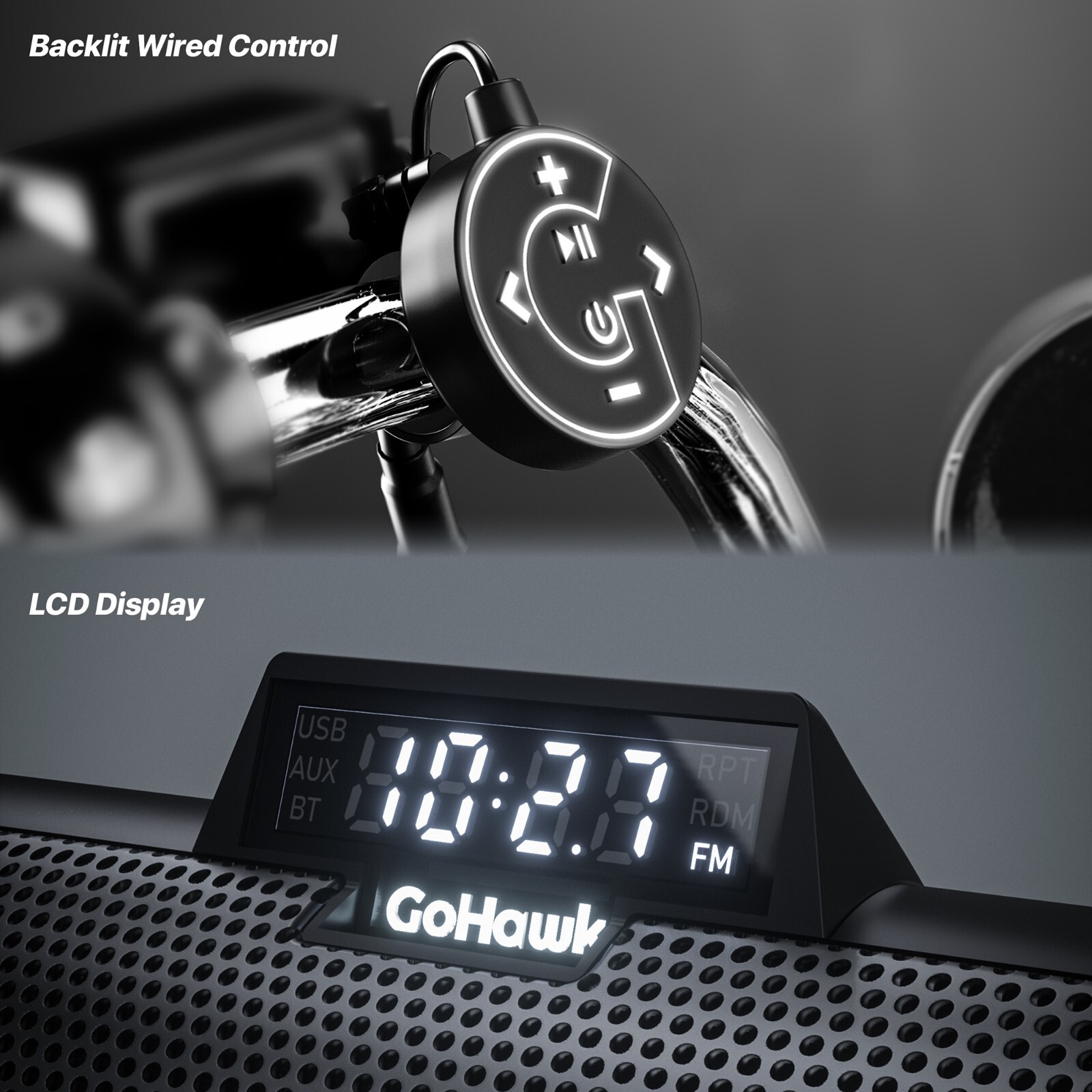 Waterproof Bluetooth Motorcycle Stereo 8 Speaker Soundbar Audio Radio MP3 System