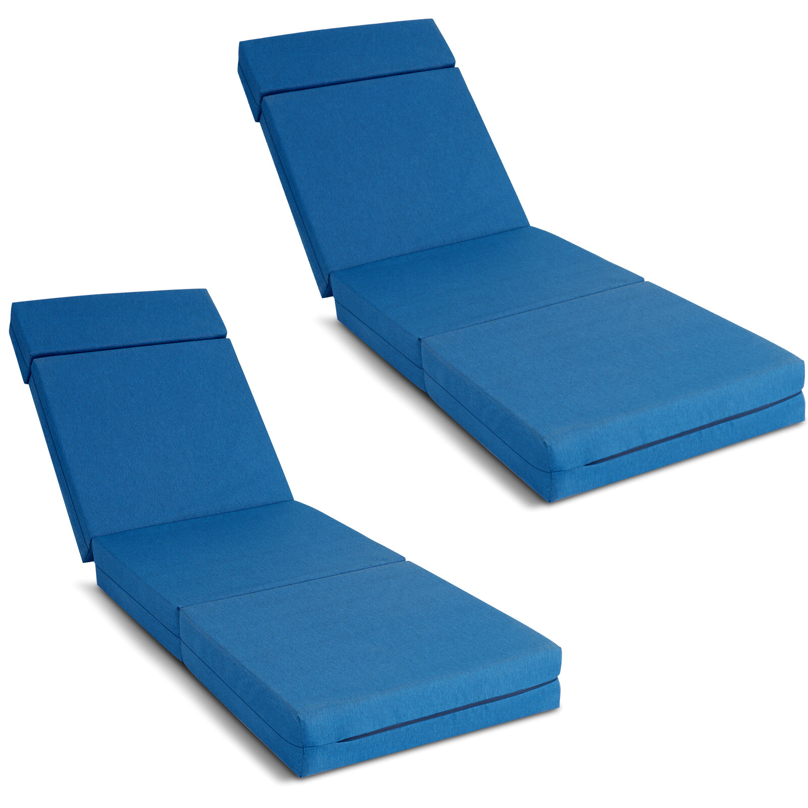 NAIZEA Chaise Lounge Cushions Outdoor Set of 2 Waterproof with Removable Cover