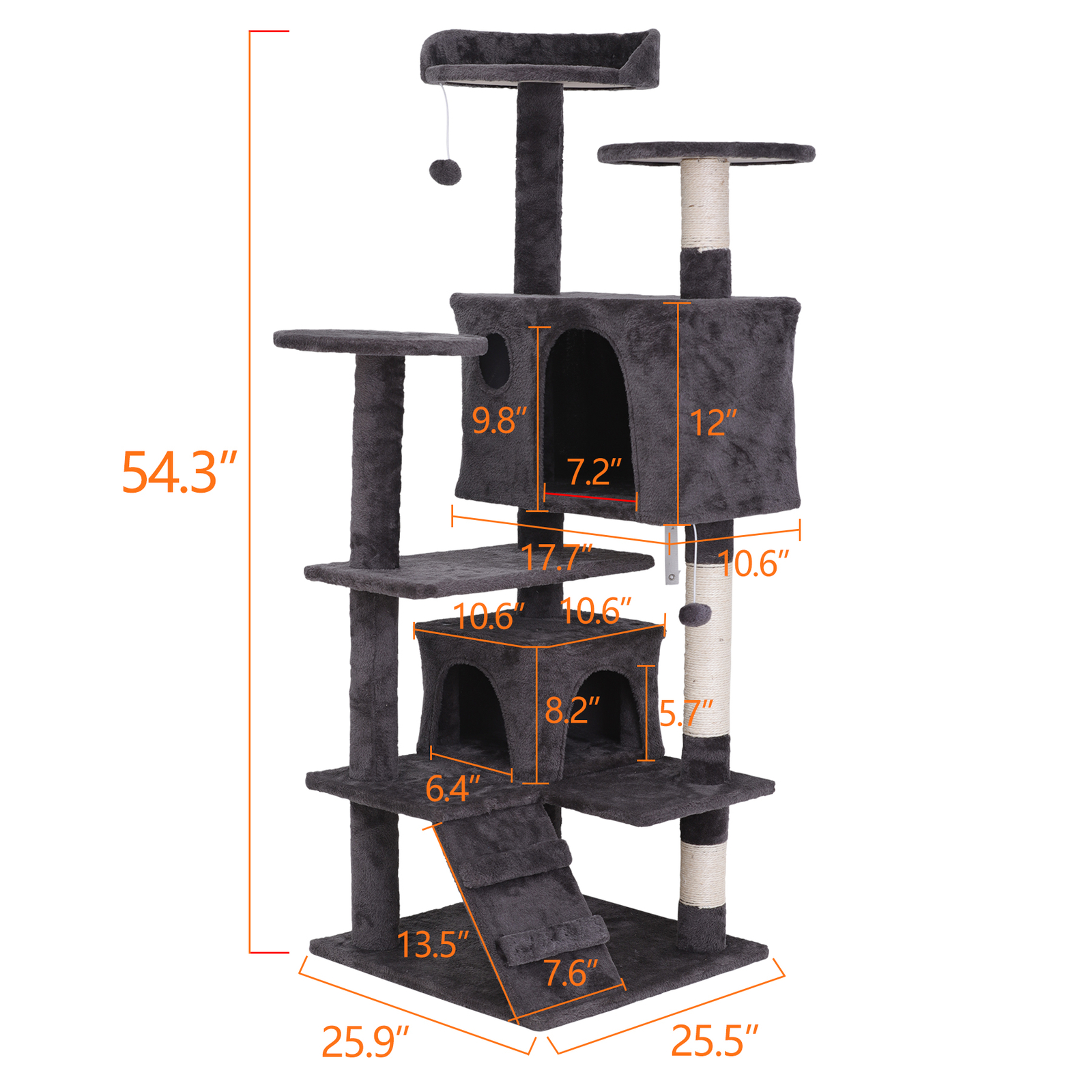 Durable 55" Cat Tree Activity Tower Pet with Scratching Posts Ladders Indoor
