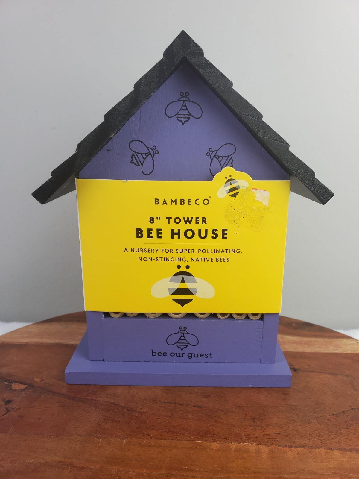 BAMBECO  8" Tower Bee House Purple Wall-Hanging - New