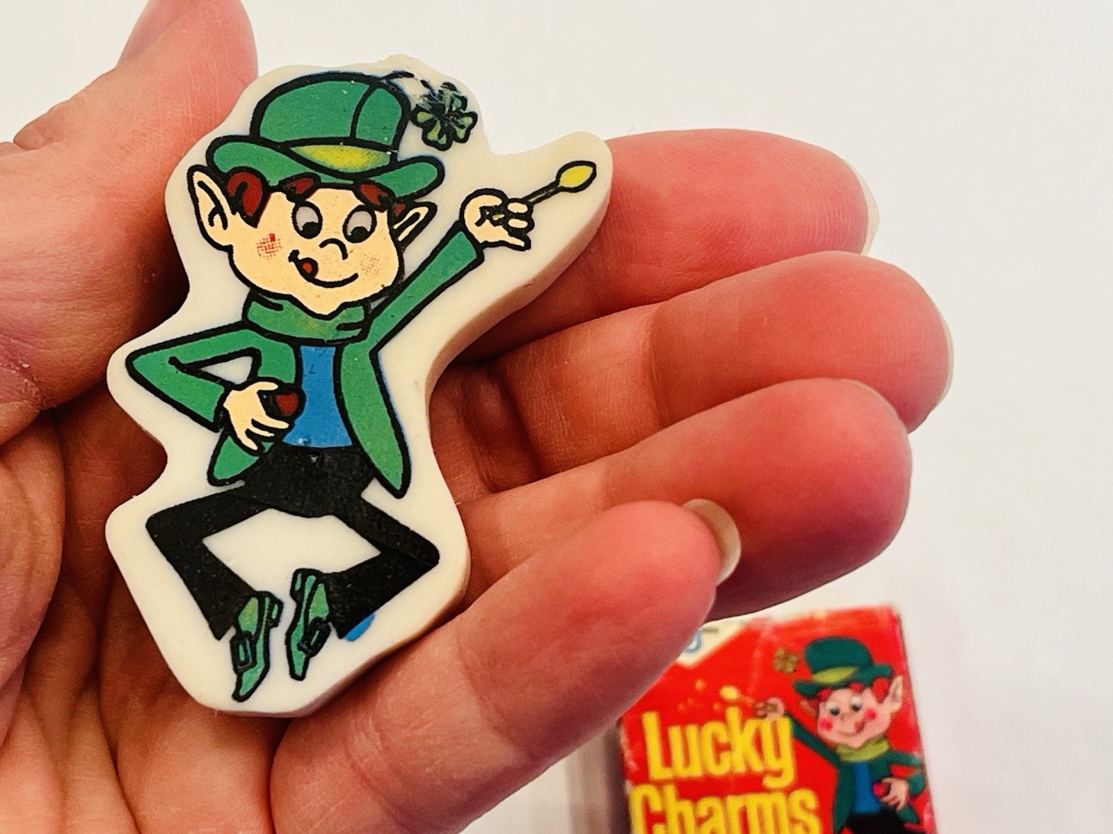 Vintage Lucky Charms Leprechaun Eraser with Box Gently Used Novelty Fun BIN 79