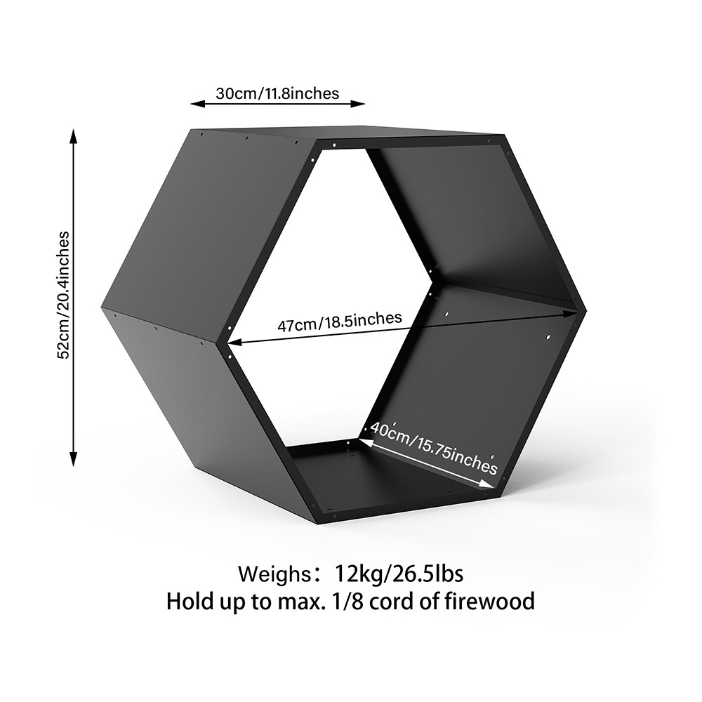 3PCS Firewood Rack Outdoor Indoor Fire Wood Rack -20 in. Hexagon Fire Log Holder