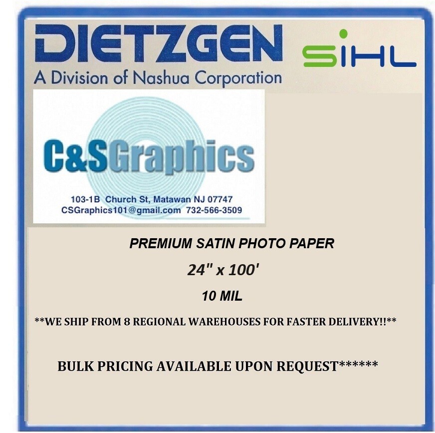 Satin Photo Paper Roll 24"x100' 10 mil InkJet