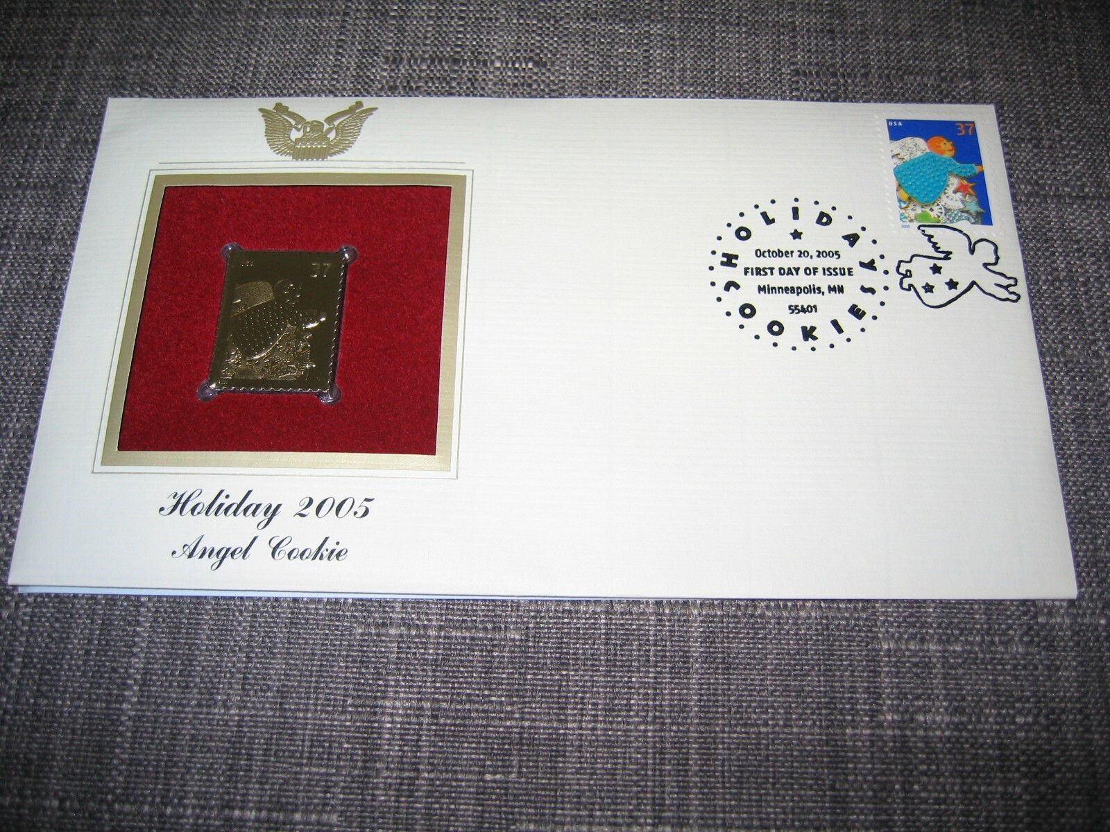 2005 Holiday Angel Cookie Gingerbread Replica FDC Gold Golden Cover Stamp