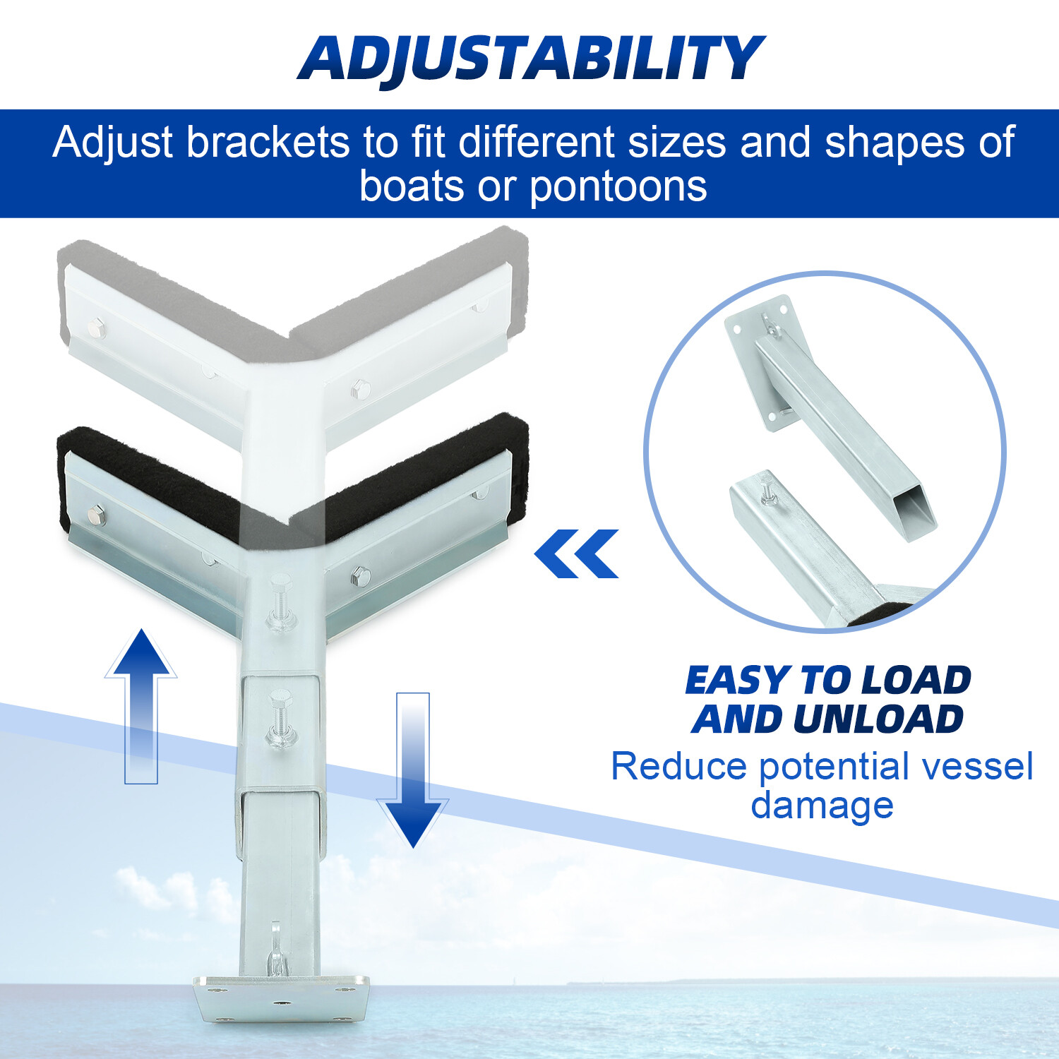 Adjustable Bow Rest Catcher Assembly For Boat Trailer Zinc-Plated Post Carpeted