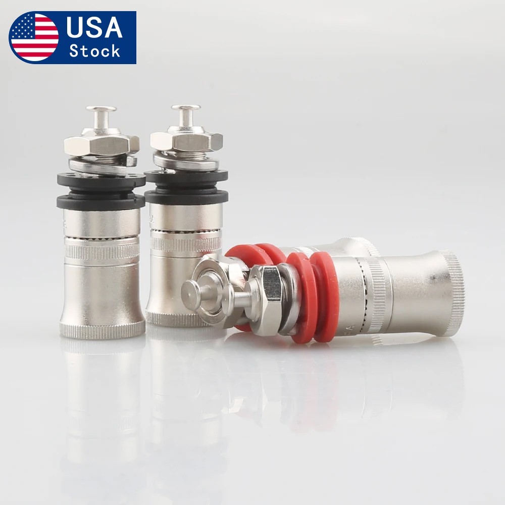 4X CMC Rhodium Plated Speaker Amplifier Binding Post Terminal Banana Plug Socket