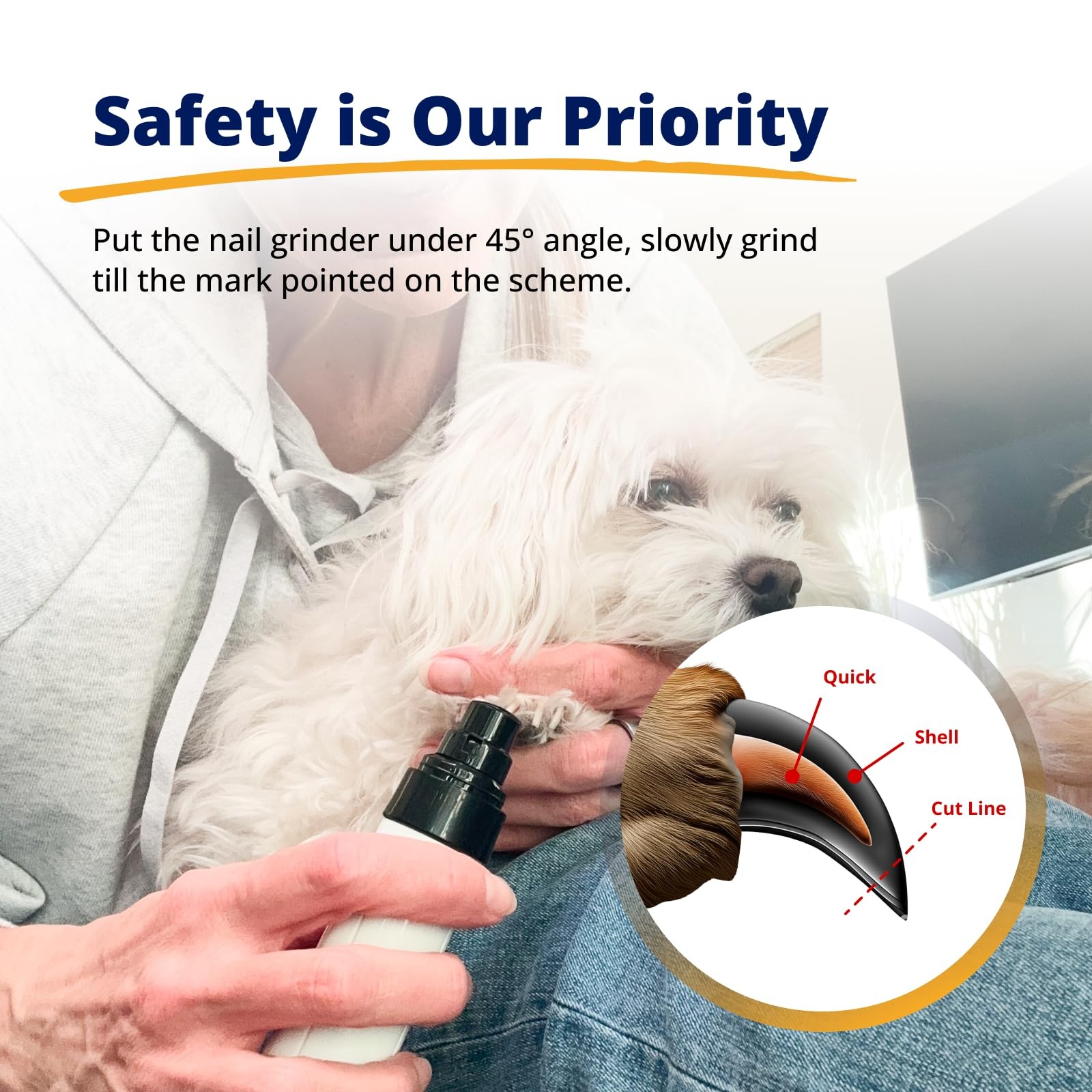 Heusom Silent Groom Pro Pet Nail Grinder | Whisper Quiet Claw Trimmer White