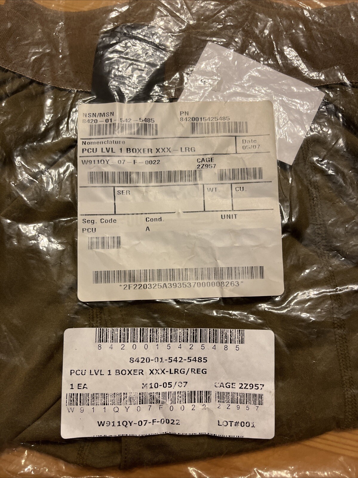 US Military Men's SEKRI PCU LEVEL L1 Boxer Briefs Shorts Underwear 3XL Large/REG