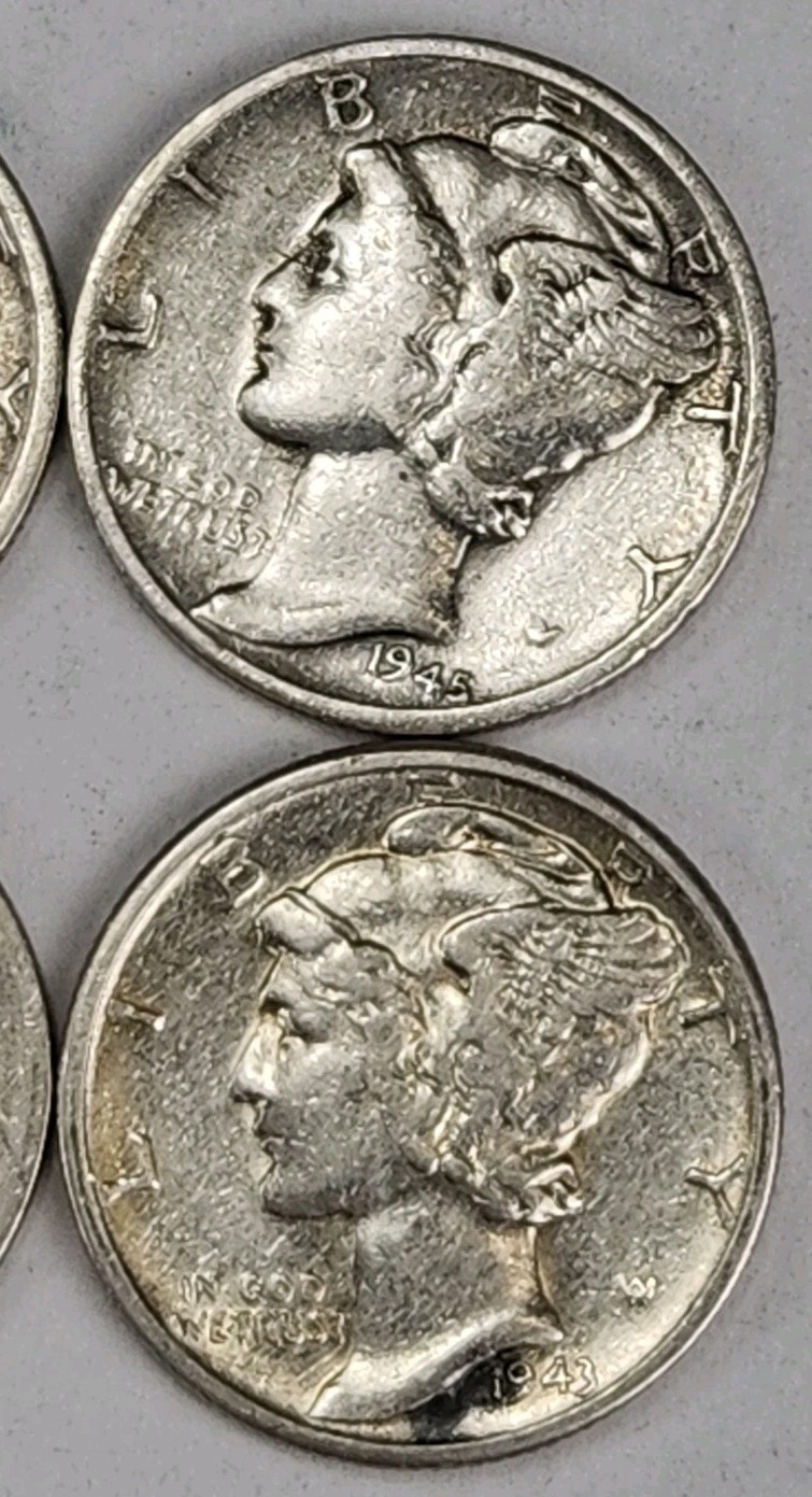 Roll of 50 Silver Mercury Dimes $5 Face Value 90% Silver Coins Mixed Dates ELM2