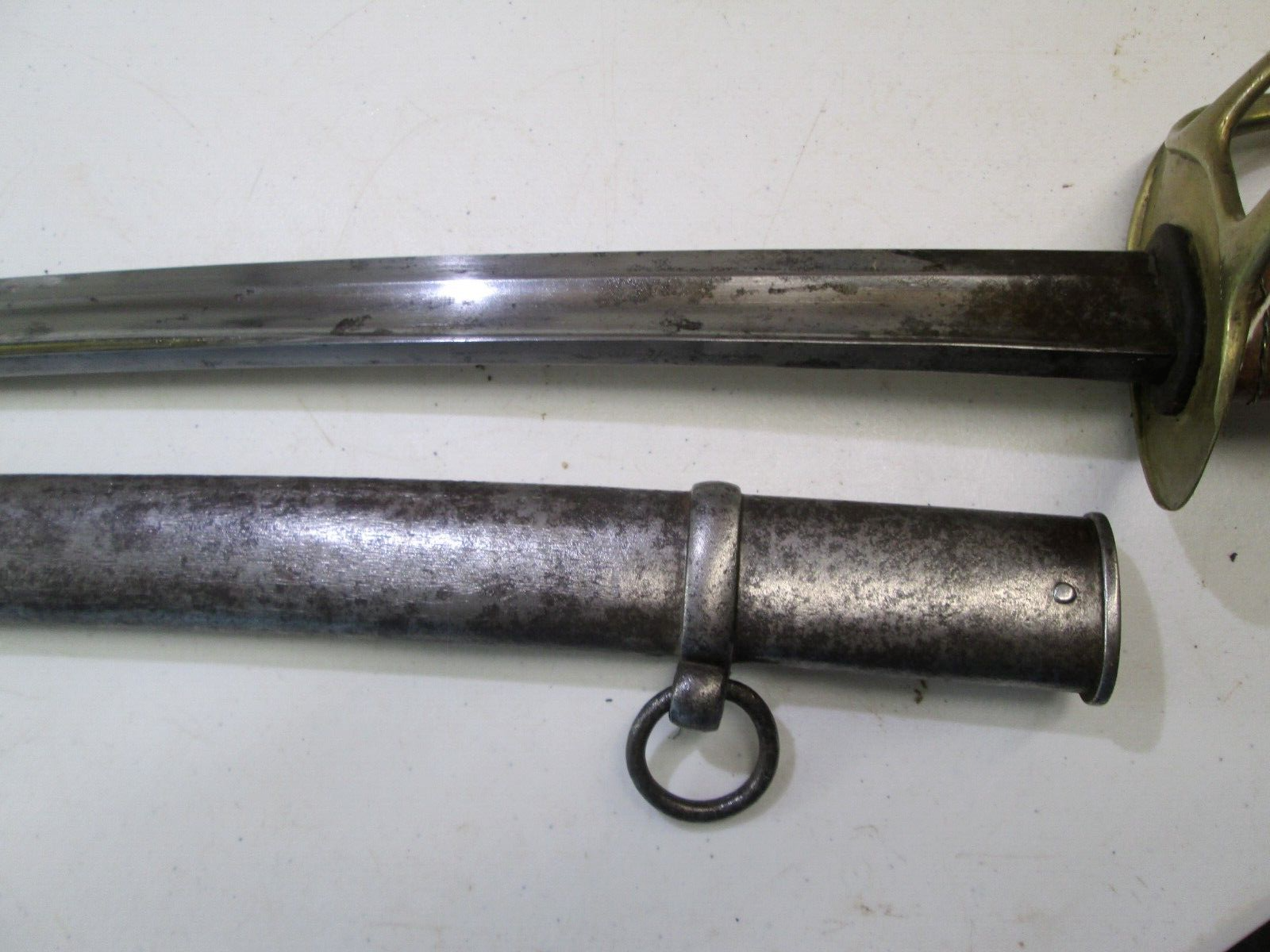 FRENCH HEAVY CAVALRY SWORD WITH SCABBARD DATED 1822 MAKER COFEDERATE IMPORT? T45