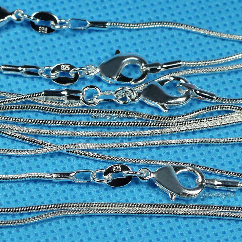 Wholesale 10pcs 925 Sterling Solid Silver Plt 1mm Snake Chain Necklace 16-30inch