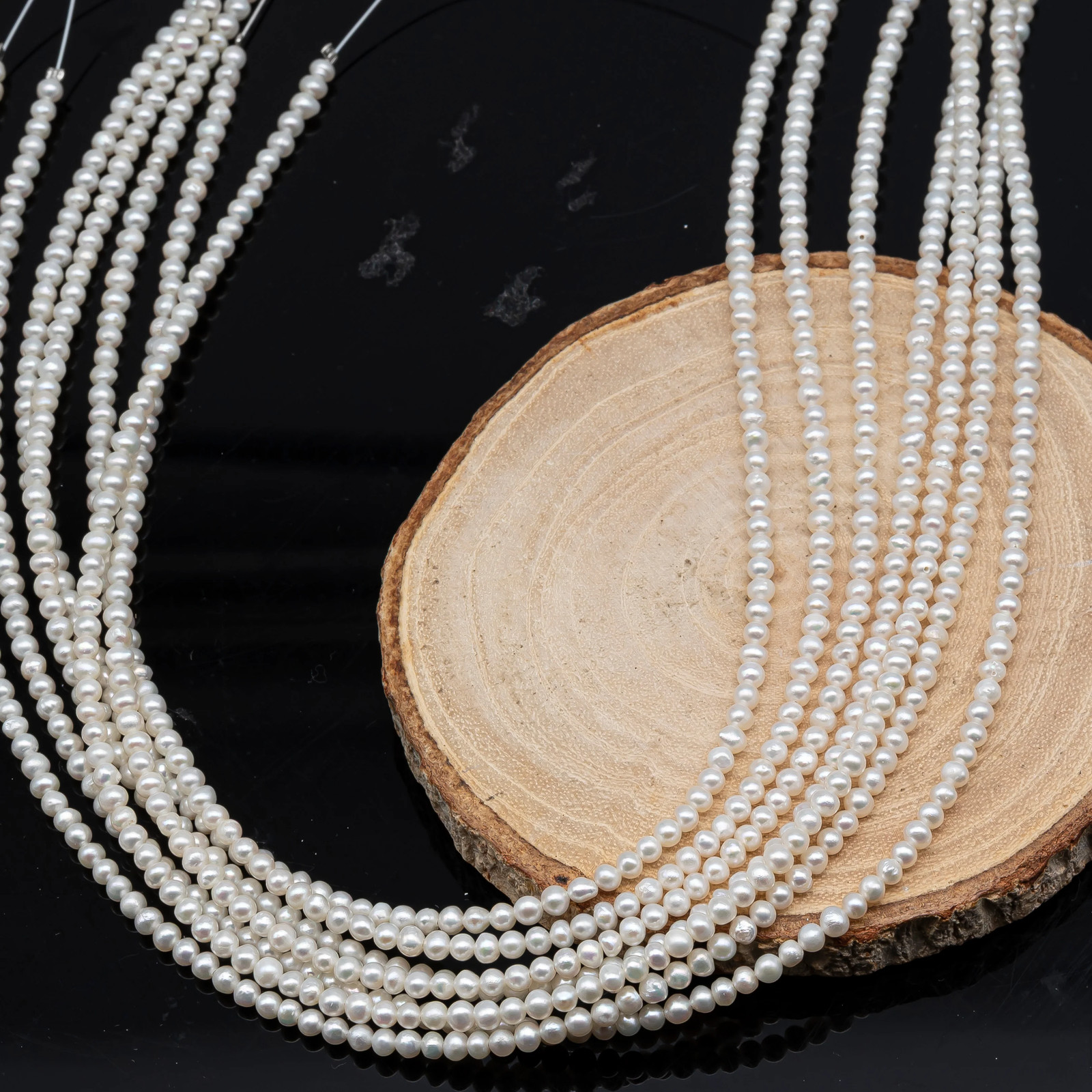2.5-3mm or 3-4mm Freshwater Pearls Near Round Pearl Beads, White Color, Seed Pe