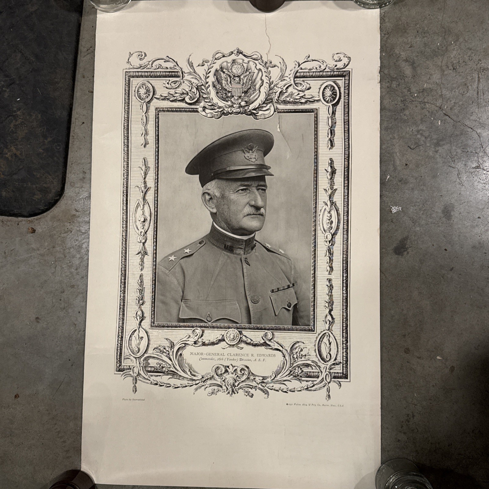 WWI original poster Major General Clarence Edwards 26th Infantry Division Yankee