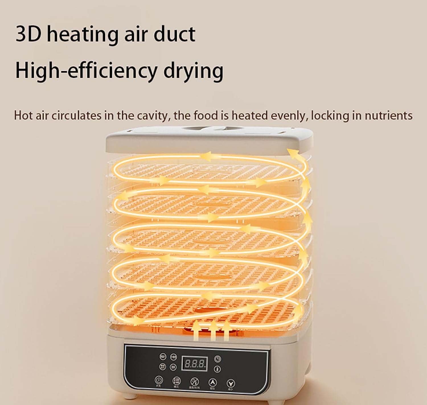 5-Trays Food Dehydrator Machine for Jerky/Fruit/Vegetable Adjustable Temperature