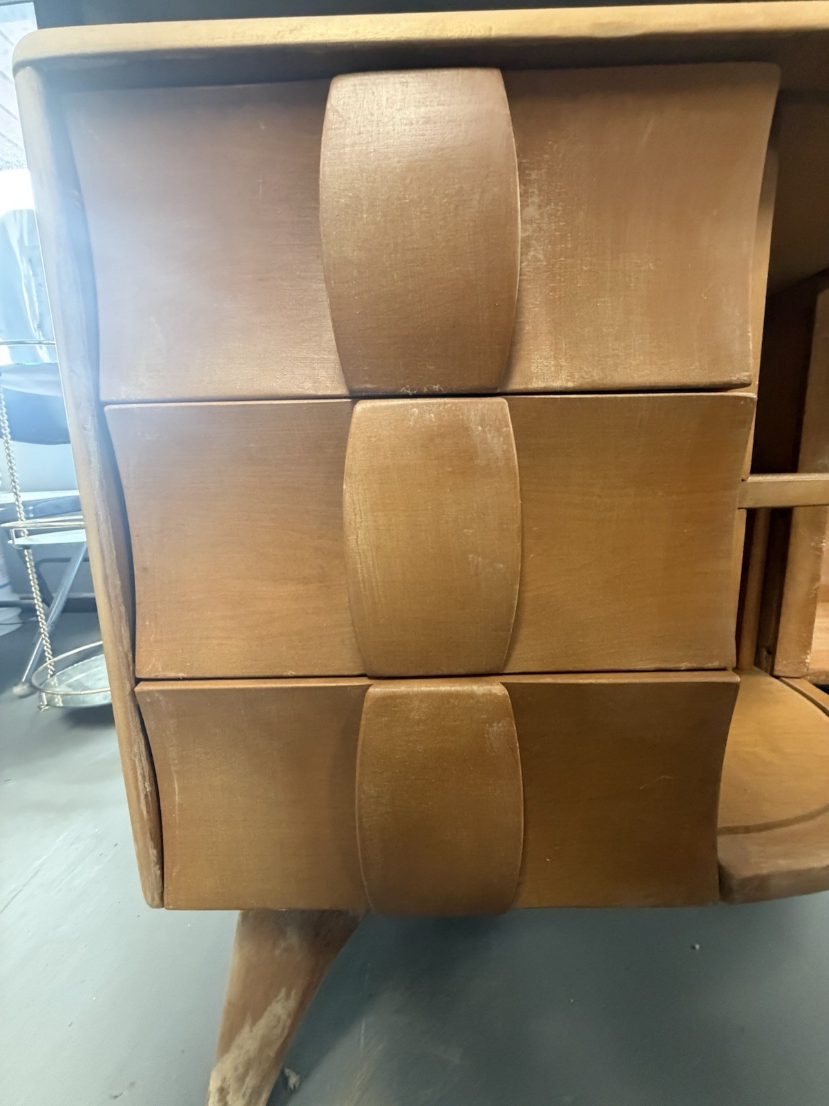 Heywood Wakefield Mid Century Modern Sculptura Vanity & Mirror Needs Refurbish