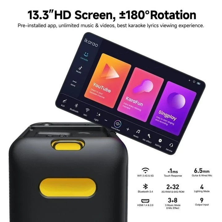 Ikarao Break X1 Karaoke Machine and Luggage Bundle